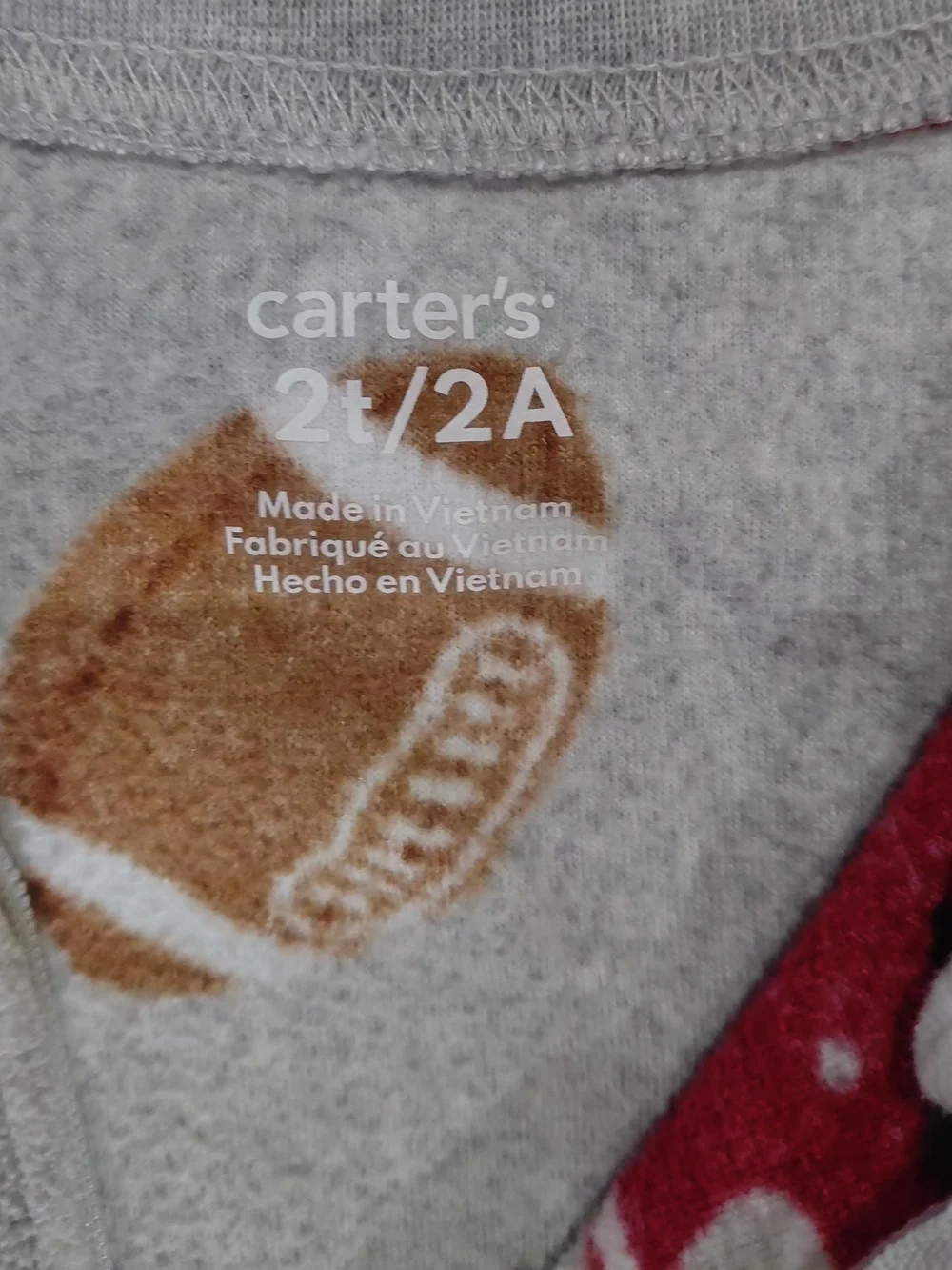 Carter's Footed Pajamas With Zipper. Football Themed Size 2T